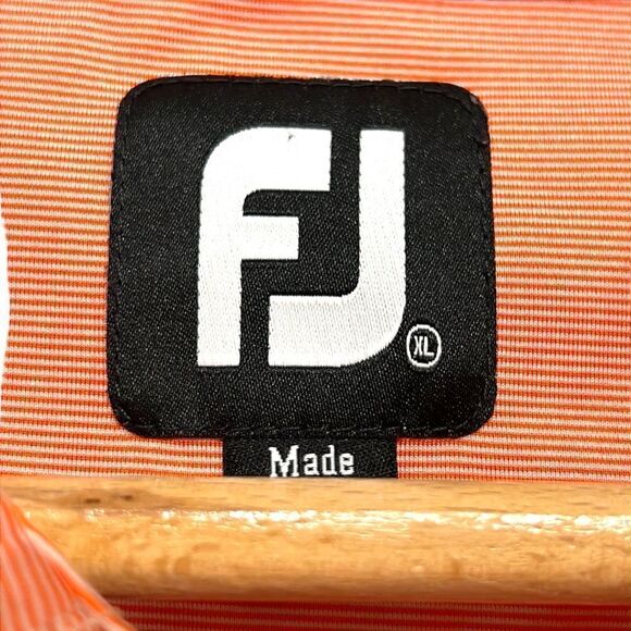 Golf Polo Shirt Men’s Size XL FootJoy Short Sleeve Orange Striped Polyester - Picture 8 of 9